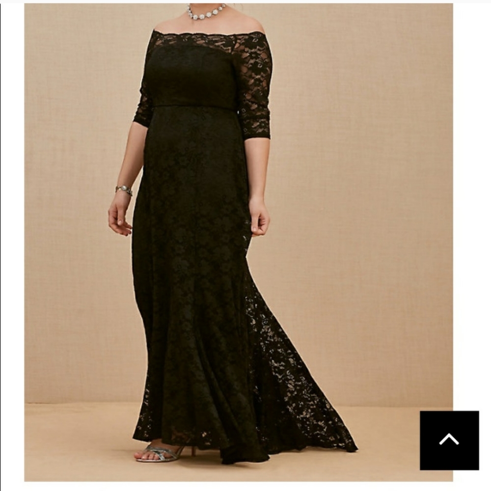 SPECIAL OCCASION BLACK LACE OFF SHOULDER GOWN
